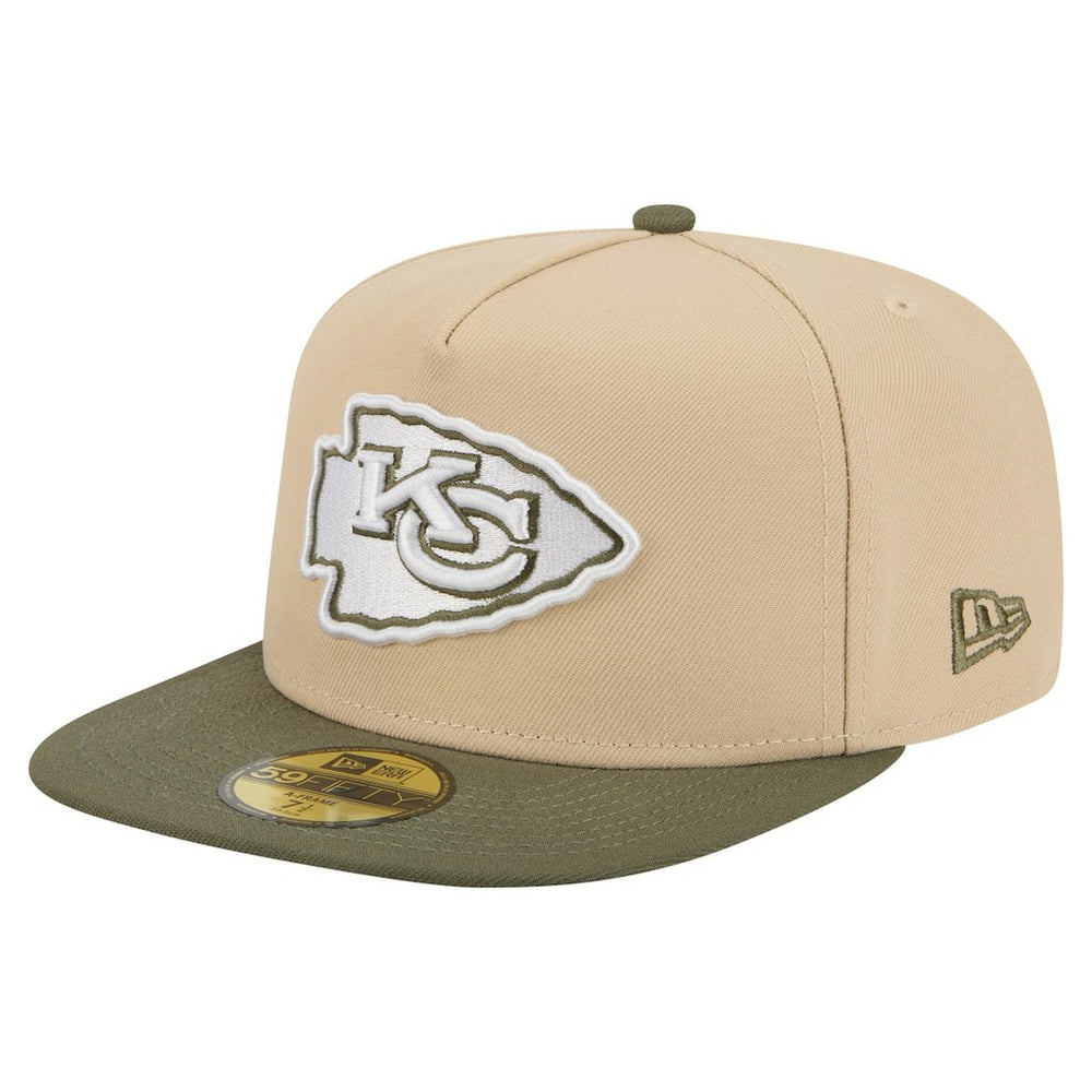 Kansas City Chiefs New Era Color Pack A-Frame 59FIFTY Fitted Hat - Light Beige/Olive Hats
