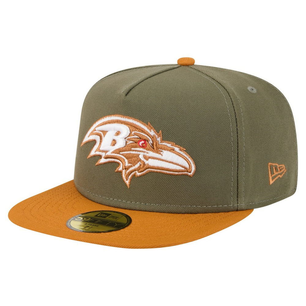 Baltimore Ravens New Era Color Pack A-Frame 59FIFTY Fitted Hat - Olive/Brown Hats