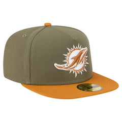 Miami Dolphins New Era Color Pack A-Frame 59FIFTY Fitted Hat - Olive/Brown Hats
