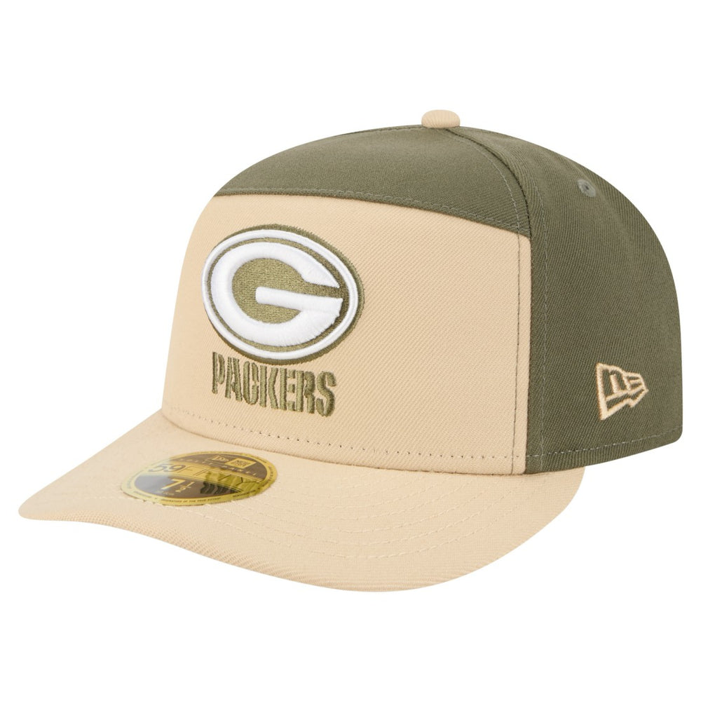 Green Bay Packers New Era Two-Tone Color Pack Split Panel 59FIFTY Fitted Hat - Light Beige/Olive Hats