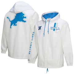 Detroit Lions Vintage Logo Coaches Full-Snap Hoodie Jacket - White Hoodies