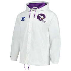 Minnesota Vikings Vintage Logo Coaches Full-Snap Hoodie Jacket - White Hoodies