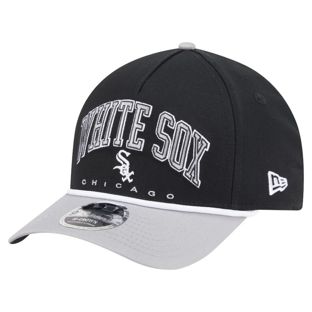 Chicago White Sox New Era Arch 9FORTY A-Frame M-Crown Adjustable Hat - Black/Gray Hats
