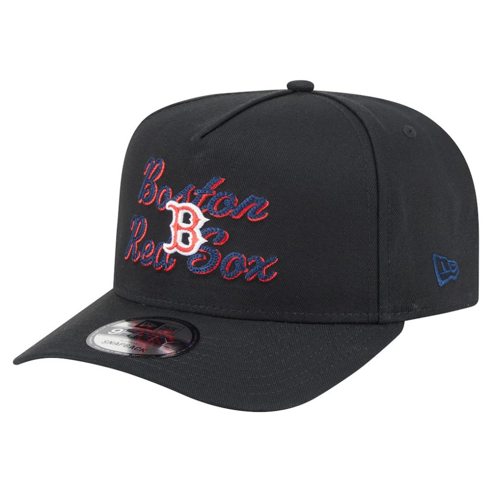Boston Red Sox New Era Chainstitch 9FIFTY A-Frame Snapback Hat - Black Hats