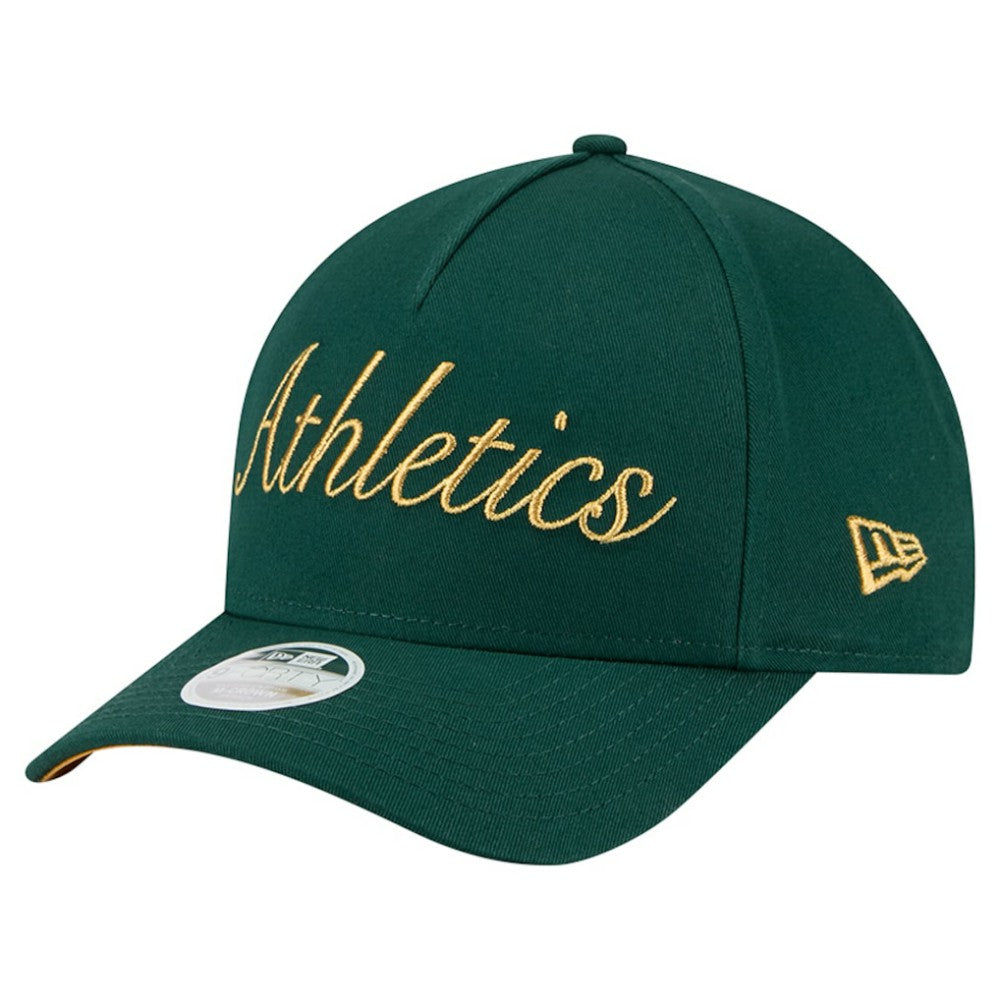 Athletics New Era Women's Metallic A-Frame 9FORTY Adjustable Hat - Green Hats