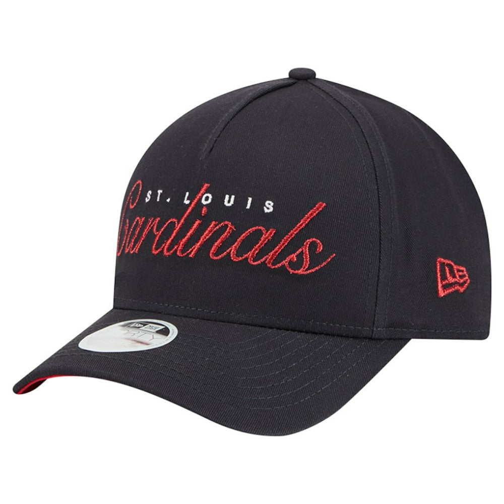 St. Louis Cardinals New Era Women's Metallic A-Frame 9FORTY Adjustable Hat - Navy Hats
