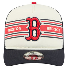 Boston Red Sox New Era Banner A-Frame 9FIFTY Trucker Snapback Hat - Cream/Navy Hats