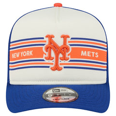New York Mets New Era Banner A-Frame 9FIFTY Trucker Snapback Hat - Cream/Royal Hats