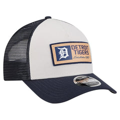 Detroit Tigers New Era Text A-Frame Trucker 9FORTY Hat - Stone/Navy Hats