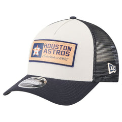 Houston Astros New Era Text A-Frame Trucker 9FORTY Hat - Stone/Navy Hats