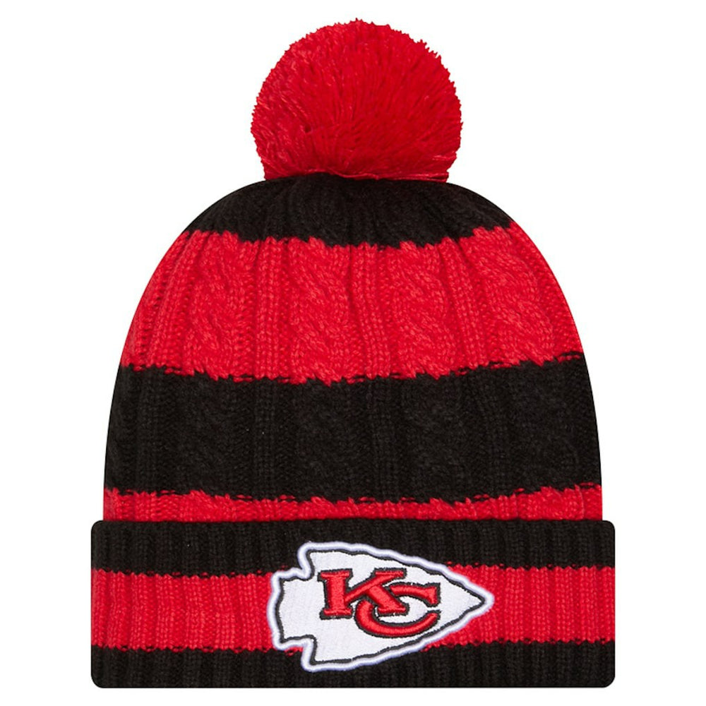 Kansas City Chiefs New Era Women's Braided Cuffed Knit Hat with Pom - Red Hats
