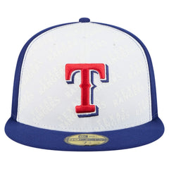 Texas Rangers New Era Repeat 59FIFTY Fitted Hat - White/Royal Hats