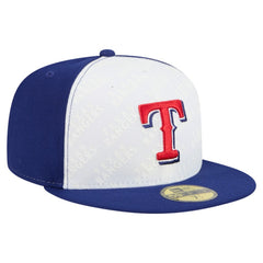 Texas Rangers New Era Repeat 59FIFTY Fitted Hat - White/Royal Hats