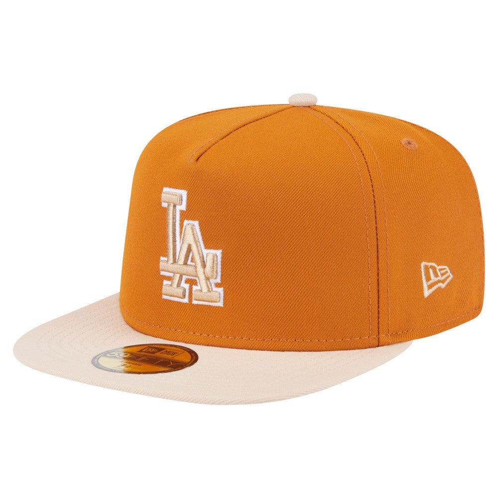 Los Angeles Dodgers New Era Two-Tone Color Pack A-Frame 59FIFTY Fitted Hat - Orange/Light Beige Hats