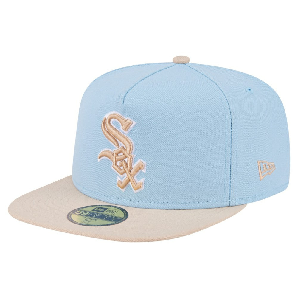 Chicago White Sox New Era Two-Tone Color Pack A-Frame 59FIFTY Fitted Hat - Light Blue/Cream Hats