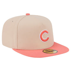 Chicago Cubs New Era Two-Tone Color Pack A-Frame 59FIFTY Fitted Hat - Light Beige/Coral Hats