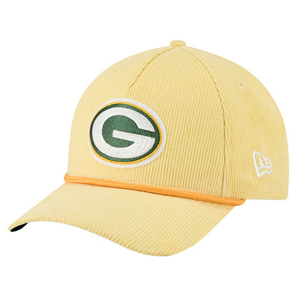 Green Bay Packers New Era Cord Corduroy 9FORTY A-Frame Adjustable Hat - Gold Hats