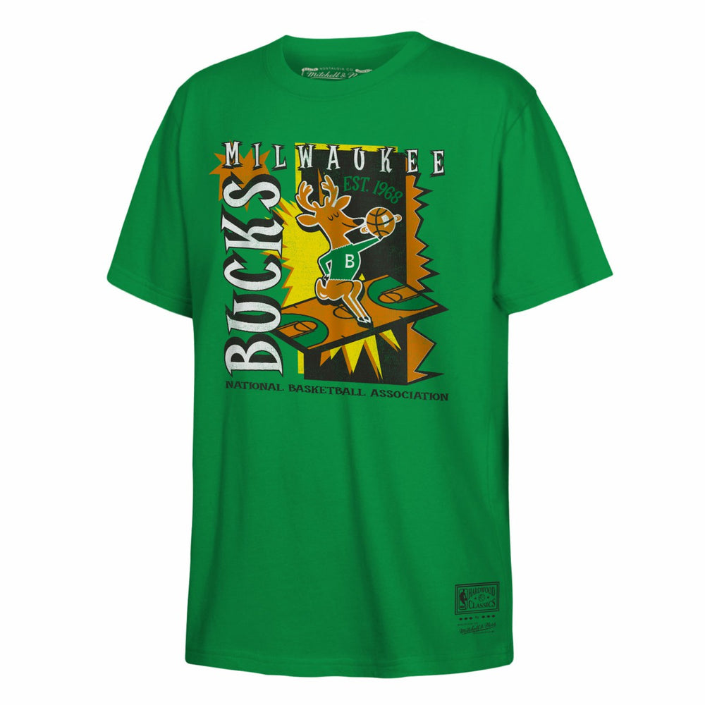 Milwaukee Bucks Youth Retro '90s Poster T-Shirt Green - Mitchell & Ness