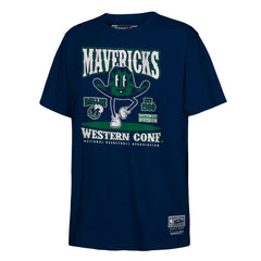 Dallas Mavericks Youth Retro Mascot Script T-Shirt Navy - Mitchell & Ness