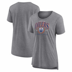 Edmonton Oilers Women's Reign Supreme Tri-Blend T-Shirt - Gray | US 202742520