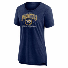 Nashville Predators Women's Reign Supreme Tri-Blend T-Shirt - Navy | US 202742549