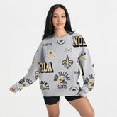 New Orleans Saints Gameday Couture Women's Always On Repeat Fleece Sweatshirt - Heather Gray Sweatshirts