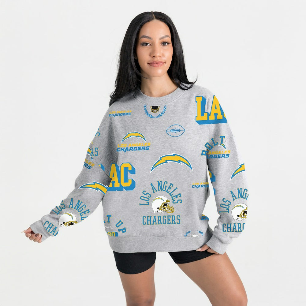Los Angeles Chargers Gameday Couture Women's Always On Repeat Fleece Sweatshirt - Heather Gray Sweatshirts