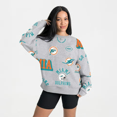 Miami Dolphins Gameday Couture Women's Always On Repeat Fleece Sweatshirt - Heather Gray Sweatshirts