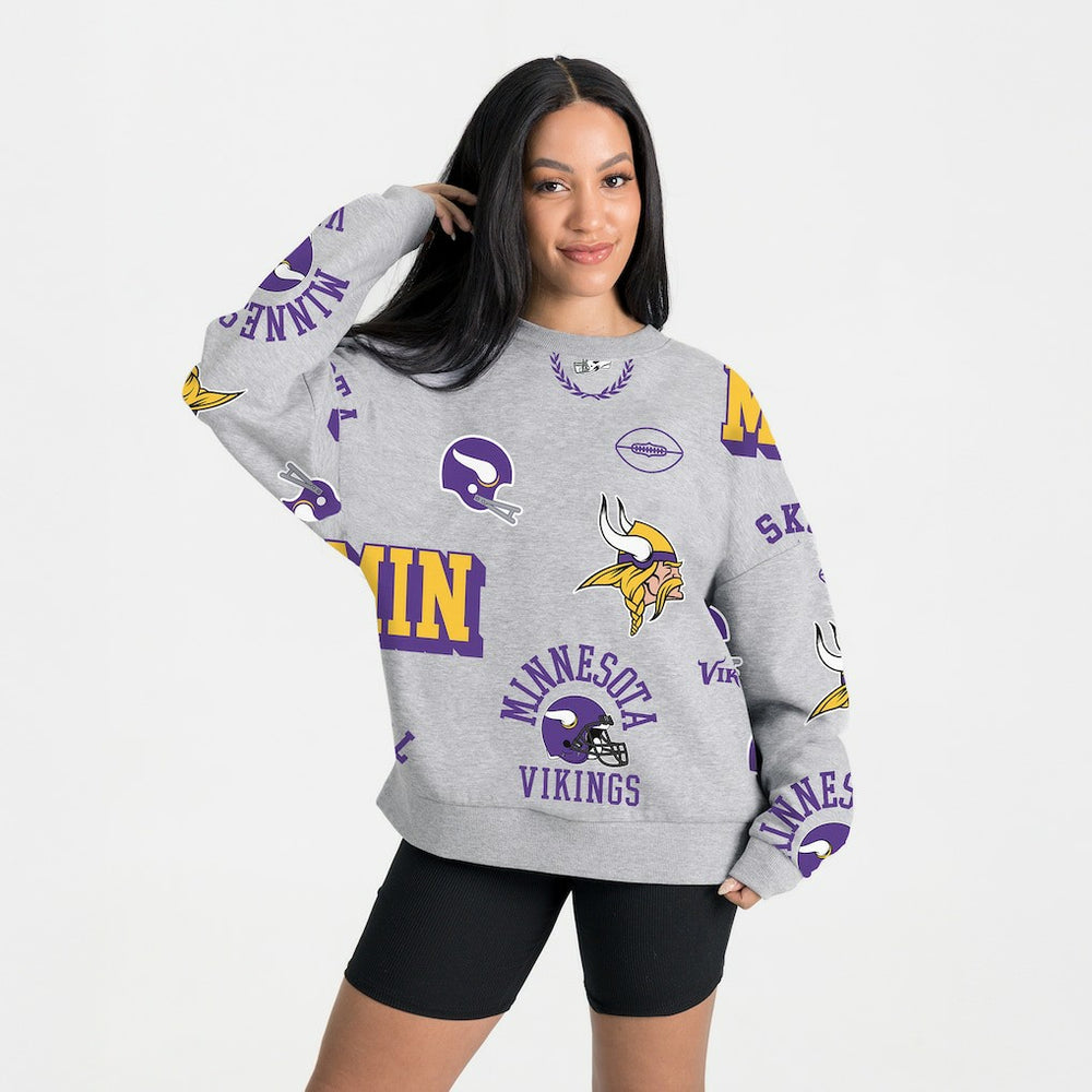 Minnesota Vikings Gameday Couture Women's Always On Repeat Fleece Sweatshirt - Heather Gray Sweatshirts