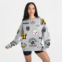 Pittsburgh Steelers Gameday Couture Women's Always On Repeat Fleece Sweatshirt - Heather Gray Sweatshirts
