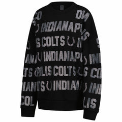 Indianapolis Colts Gameday Couture Women's Oversized Hype Era Rhinestone Text Sweatshirt - Black Sweatshirts