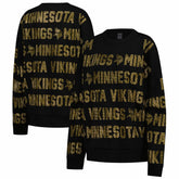 Minnesota Vikings Gameday Couture Women's Oversized Hype Era Rhinestone Text Sweatshirt - Black Sweatshirts