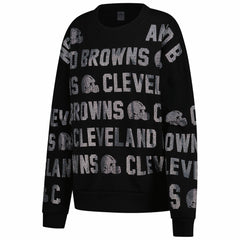 Cleveland Browns Gameday Couture Women's Oversized Hype Era Rhinestone Text Sweatshirt - Black Sweatshirts