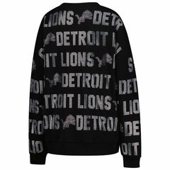 Detroit Lions Gameday Couture Women's Oversized Hype Era Rhinestone Text Sweatshirt - Black Sweatshirts