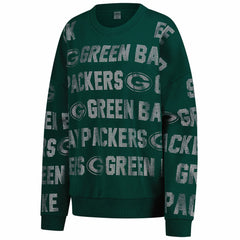Green Bay Packers Gameday Couture Women's Oversized Hype Era Rhinestone Text Sweatshirt - Green Sweatshirts