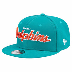 Miami Dolphins New Era Youth Main Script 9FIFTY Snapback Hat - Aqua Hats