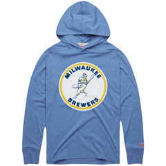 Milwaukee Brewers Homage Lightweight Raglan Tri-Blend Pullover Hoodie - Powder Blue Hoodies