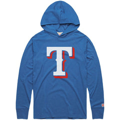 Texas Rangers Homage Lightweight Raglan Tri-Blend Pullover Hoodie - Light Blue Hoodies