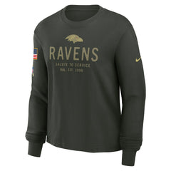 Baltimore Ravens Women's 2025 Salute to Service Sideline Dri-FIT Long Sleeve T-Shirt - Dark Green T-shirts