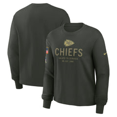 Kansas City Chiefs Women's 2025 Salute to Service Sideline Dri-FIT Long Sleeve T-Shirt - Dark Green T-shirts