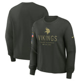 Minnesota Vikings Women's 2025 Salute to Service Sideline Dri-FIT Long Sleeve T-Shirt - Dark Green T-shirts