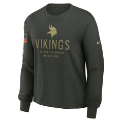 Minnesota Vikings Women's 2025 Salute to Service Sideline Dri-FIT Long Sleeve T-Shirt - Dark Green T-shirts