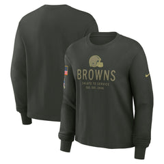 Cleveland Browns Women's 2025 Salute to Service Sideline Dri-FIT Long Sleeve T-Shirt - Dark Green T-shirts
