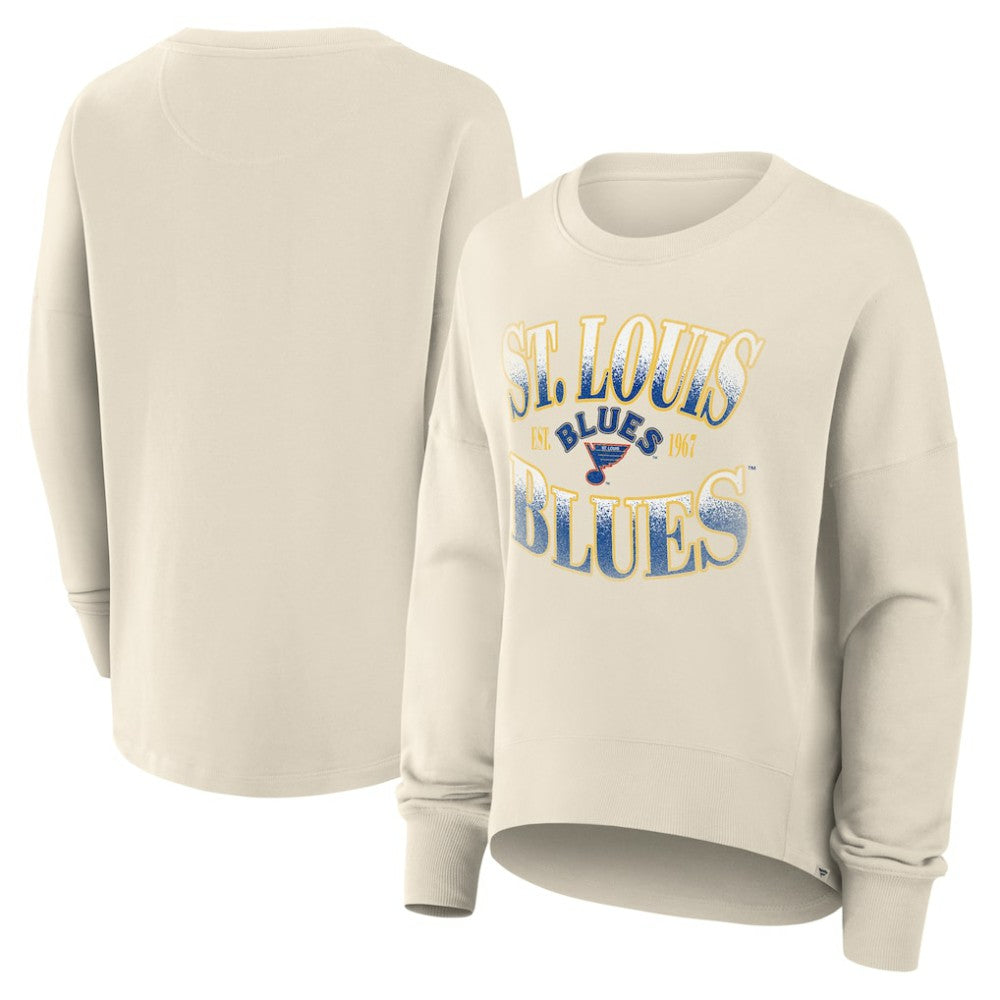 St. Louis Blues Fanatics Women's Oversized Vintage Slice Pullover Sweatshirt - Cream | US 202756610