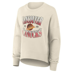 Vancouver Canucks Fanatics Women's Oversized Vintage Slice Pullover Sweatshirt - Cream | US 202756617
