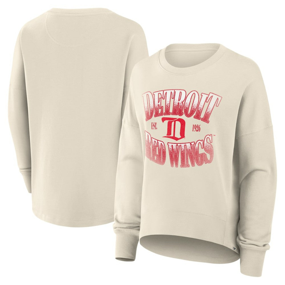 Detroit Red Wings Fanatics Women's Oversized Vintage Slice Pullover Sweatshirt - Cream | US 202756625