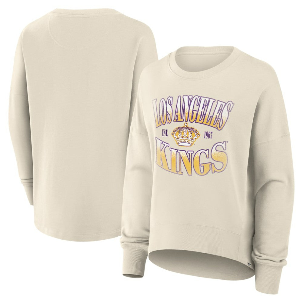 Los Angeles Kings Fanatics Women's Oversized Vintage Slice Pullover Sweatshirt - Cream | US 202756634