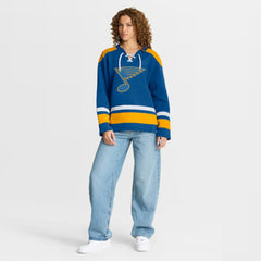 St. Louis Blues Fanatics Women's Icing Long Sleeve Lace Up Sweatshirt - Blue | US 202756849