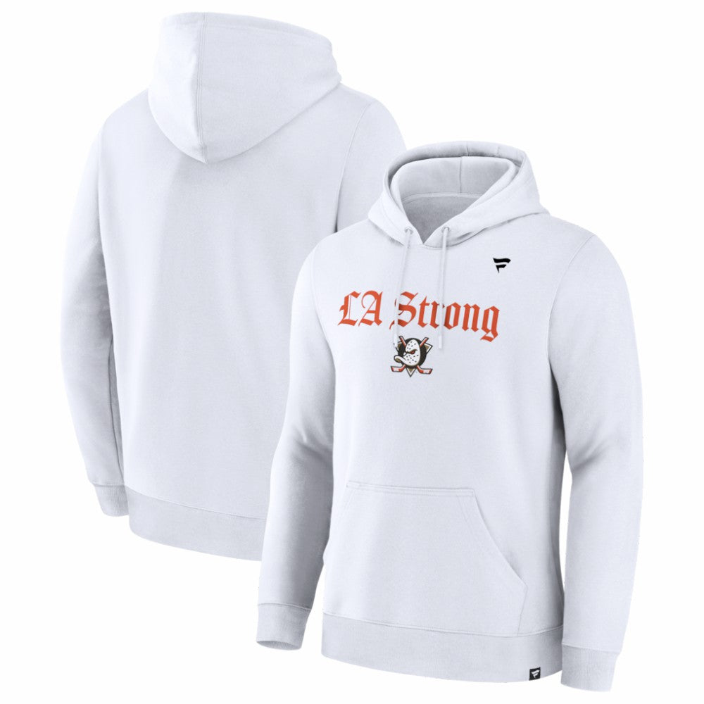 Anaheim Ducks Fanatics Unisex LA Strong Premium Fleece Pullover Hoodie - White | US 202757239