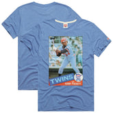 Kirby Puckett Minnesota Twins Homage 1985 Topps Baseball Card Player Tri-Blend T-Shirt - Light Blue T-shirts